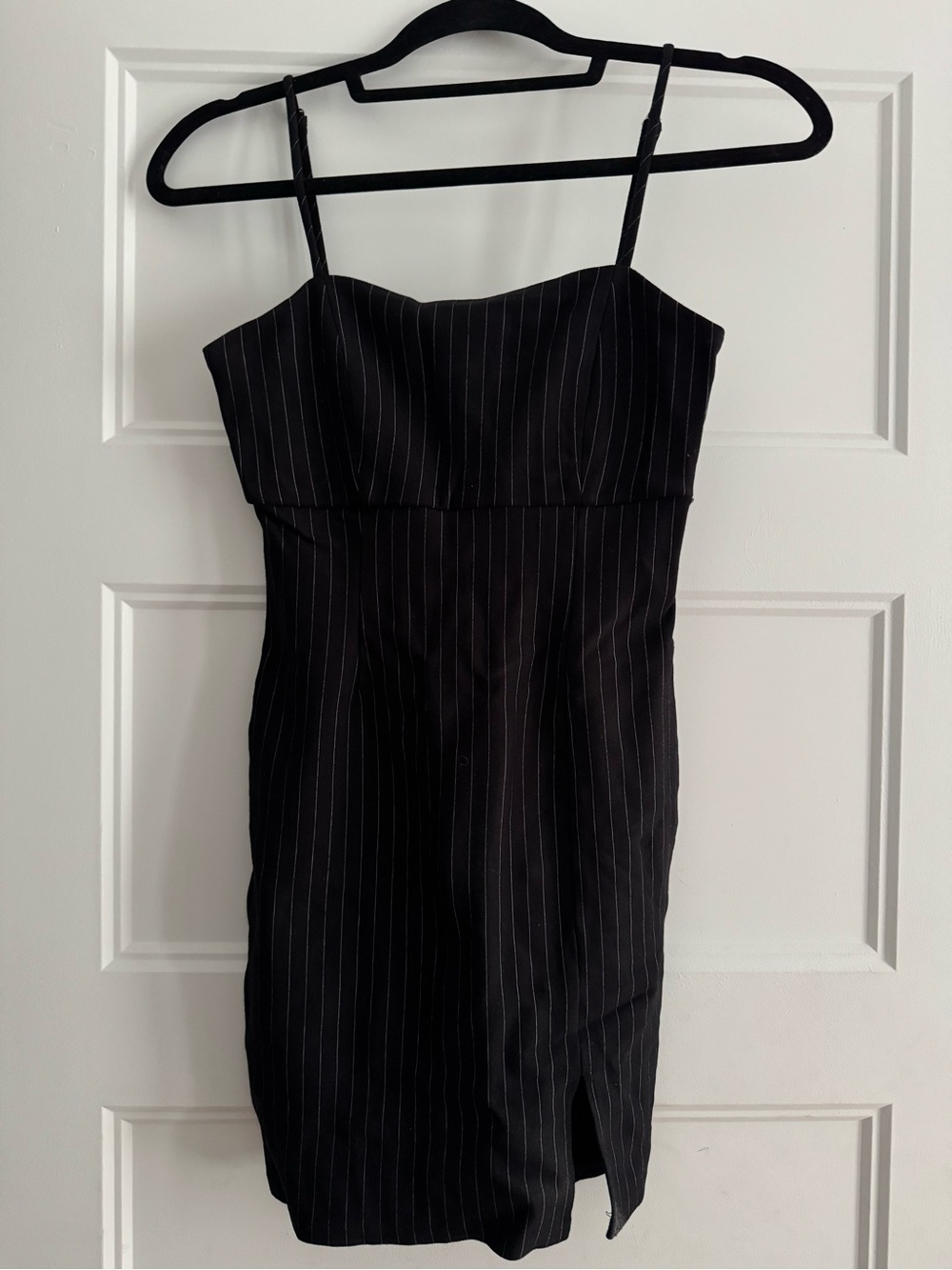 Forever 21 Black Pinstripe Mini Dress with Spaghetti Straps